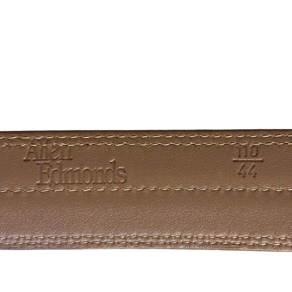 Allen Edmonds Mens Leather Dress Belt Brown 110/44 Made In USA With Polished Buc - Picture 3 of 8